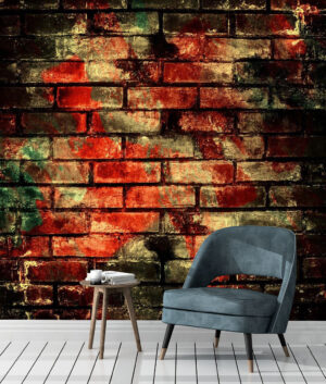 Dirty Graffiti Brick Wall Mural