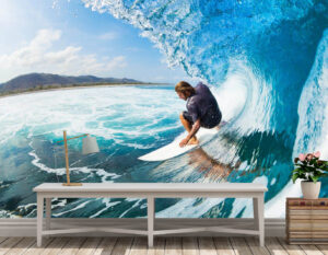 Extreme Surfing on Blue Ocean Wall Mural