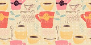 Colorful Coffee Pattern Wall Mural