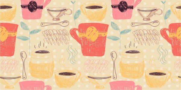 Colorful Coffee Pattern Wall Mural