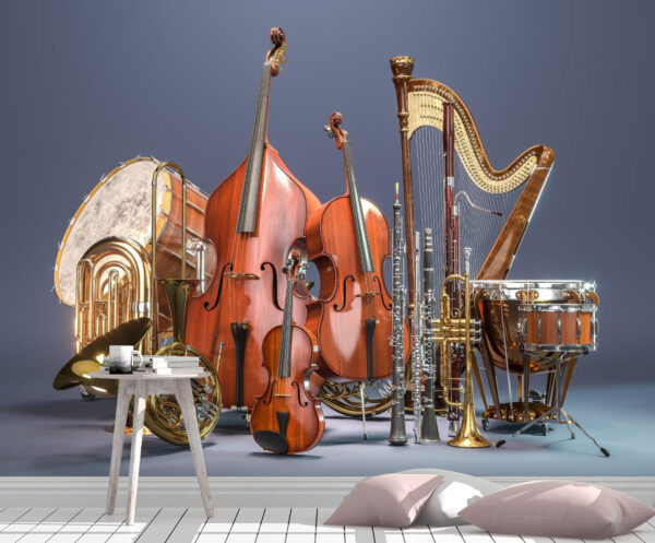 Full Precious Orchestra Musical Instruments Wall Mural