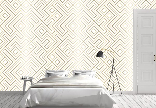 Geometric Monochrome Magic Maze Wall Mural