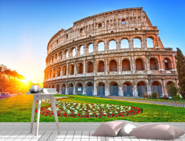 Glowing Colosseum at Sunrise Rome Wall Mural