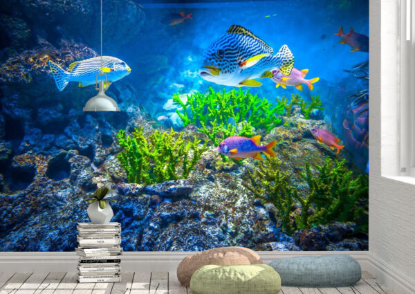 Glowing Tropical Fish Wall Mural