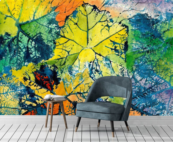 Handmade Colorful Mono-Print Wall Mural