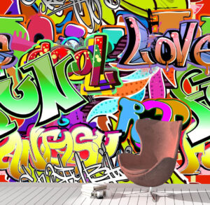 Hip Hop Love Graffiti Wall Mural