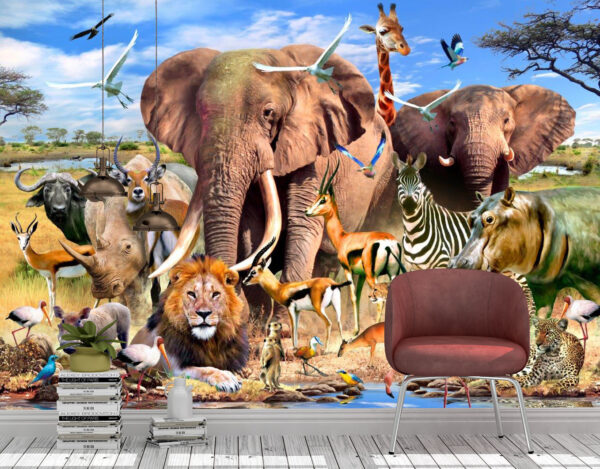 African plains, Wall mural, large animals
