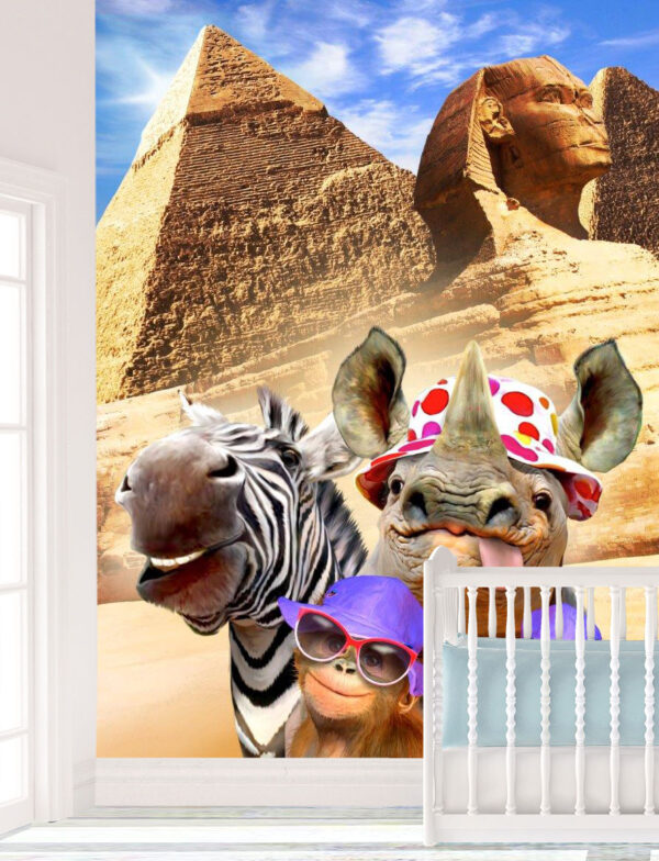 Pyramids, Wall mural, wild animals,