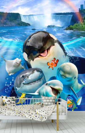 Howard Robinson's Dolphins at Niagara Falls Wall Mural
