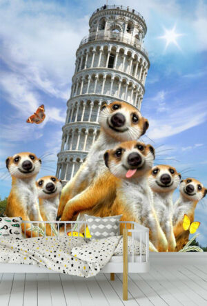 Howard Robinson's Meerkats Leaning Tower Pisa Wall Mural