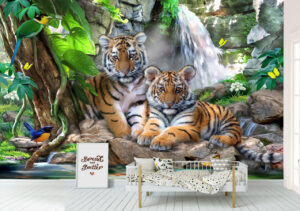 Tiger cubs, Wall mural, Kids