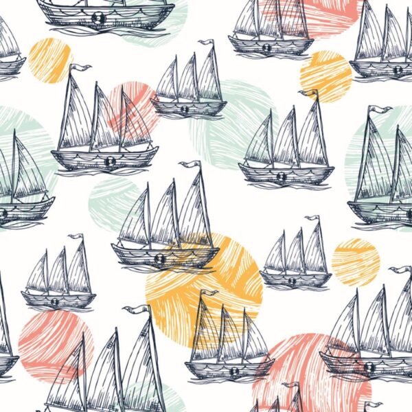 Colorful Nautical Ships Wall Mural