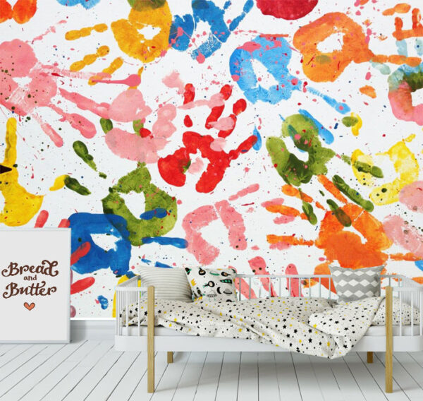 Kids Fun Hand Color Print Wall Mural