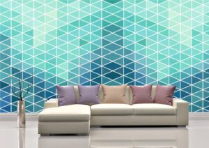 Light Blue Rhombus Patterns Wall Mural