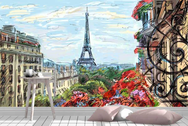 Light Street near Eiffel Tower Wall Mural