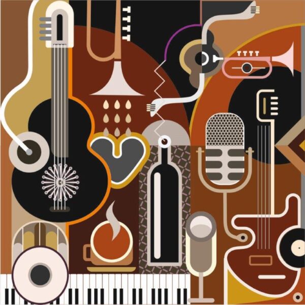 Colorful Music Instruments Wall Mural