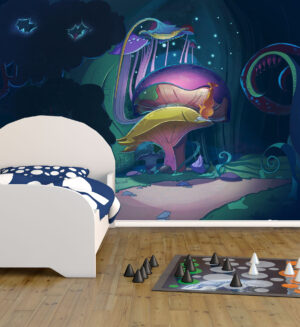 Magic Mushrooms at Night Wall Mural