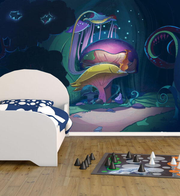 Magic Mushrooms at Night Wall Mural