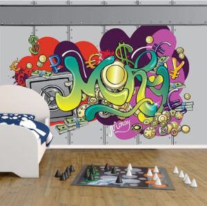 Money Vibrant Graffiti Style Wall Mural