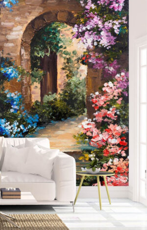 Oil Painting Of Summer Colorful Flowers Wall Mural