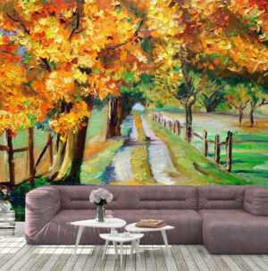 Oil Painting of Calm Country Road Wall Mural