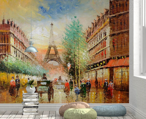 Old View of Spectacular Eiffel Tower Wall Mural