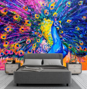 Original Oil Painting of Peacock Wall Mural