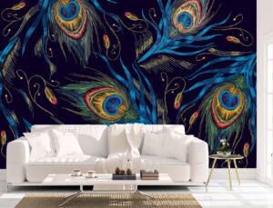 Attractive Peacock Feathers Art Wall Mural