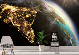 Planet Earth Glowing Asia Zone Wall Mural