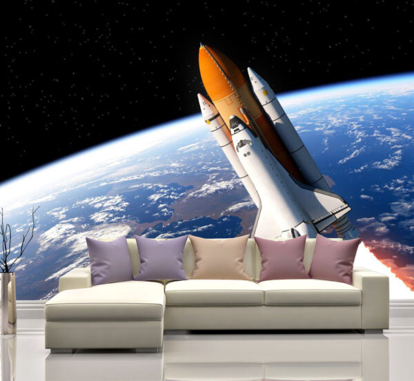 Space Shuttle Around Earth Wall Mural