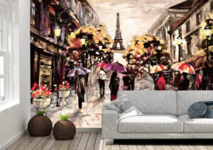 Super Rainy Evening In Paris Wall Mural