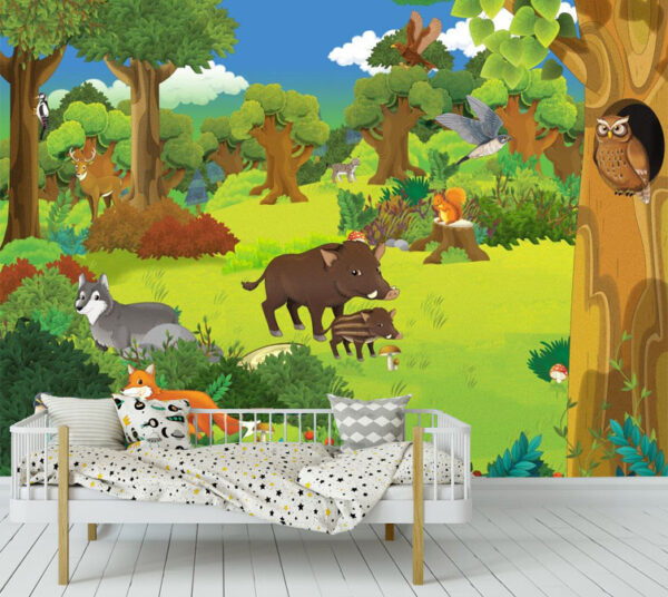 Sweet Animal Family in Jungle Wall Mural