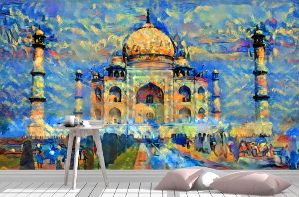 Terrific Taj Mahal Painting Wall Mural