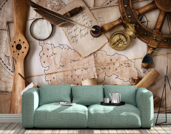 Vintage Navigation Instruments Wall Mural