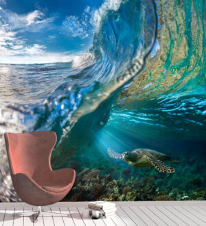 Wild Sea Turtle Floating Wall Mural
