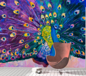 Wonderful Peacock Modern Art Wall Mural