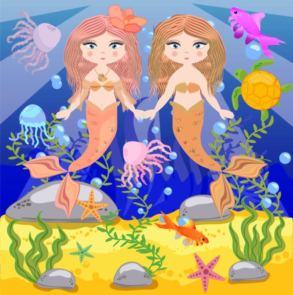 Adorable Mermaids Wall Mural