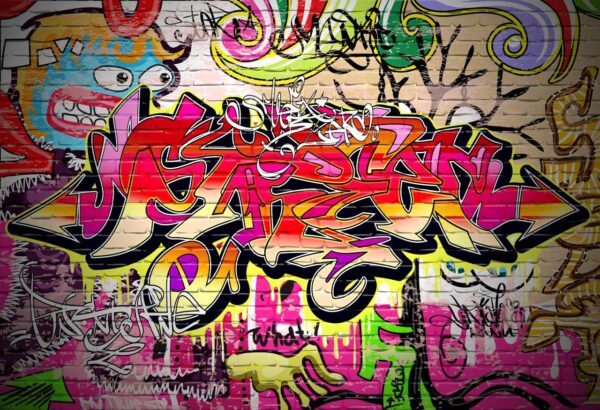 Bright Graffiti Wall Mural