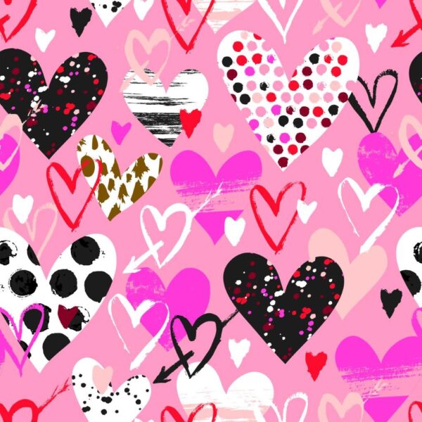 Hand Drawn Colourful Hearts Wall Mural