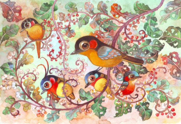 Sweet Bird Family Art Wall Mural