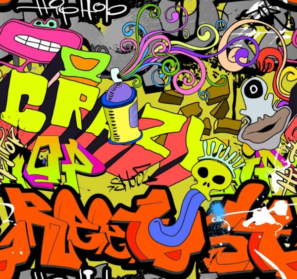 Crazy Hip Hop Graffiti Wall Mural