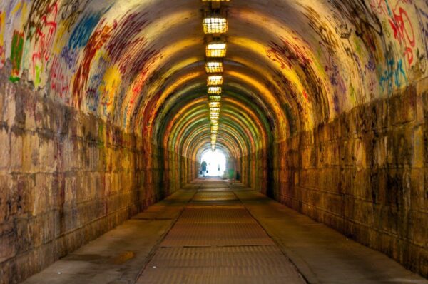 Scary Underground Tunnel Wall Mural
