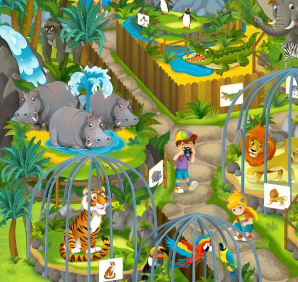 Amusing Playful Zoo Wall Mural