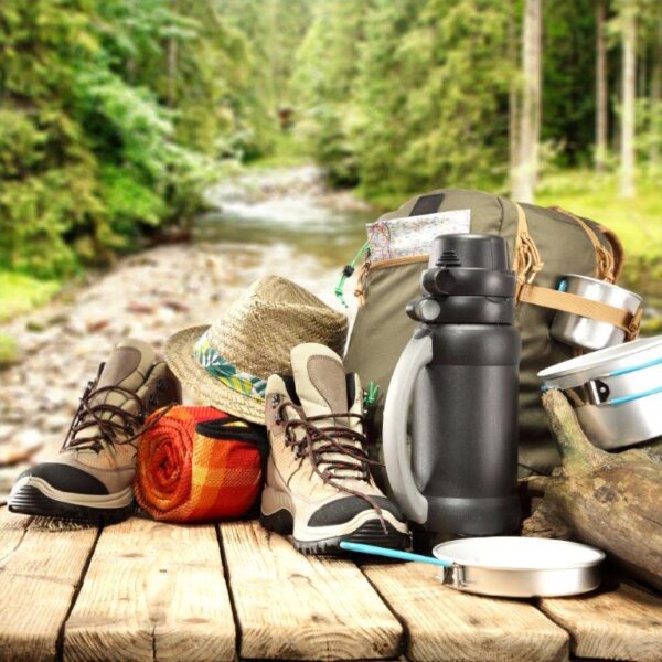 Trekking Essentials on Table Wall Mural