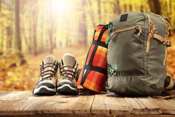 Backpack, Shoes and Beautiful Sun Light Wall Mural