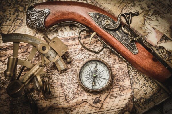 Vintage Compass and Spyglass Wall Mural