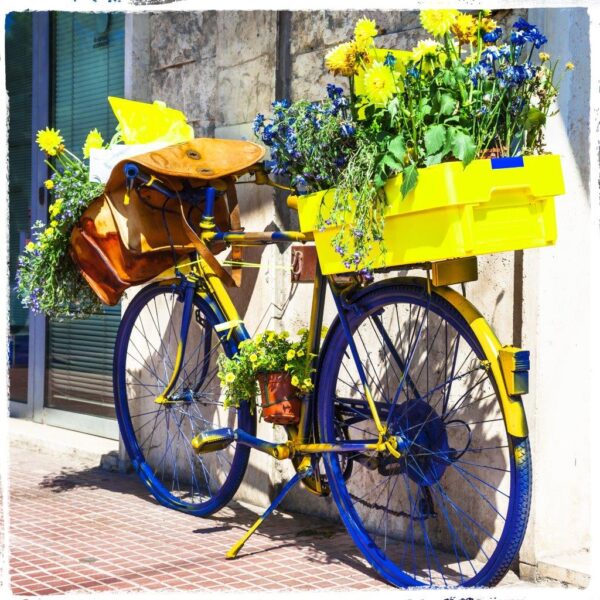 Bright Yellow Postman Bicycle Wall Mural