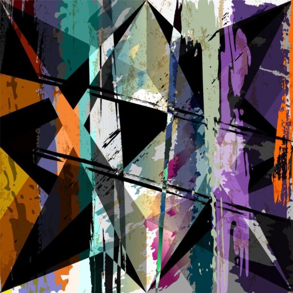 Abstract Paint Strokes and Triangles Wall Mural - Image 2