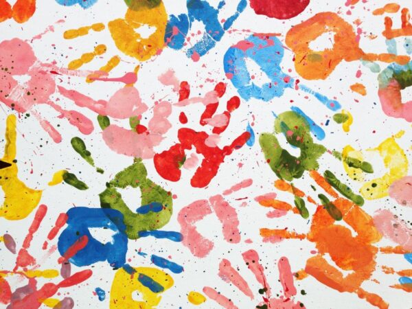 Kids Fun Hand Color Print Wall Mural