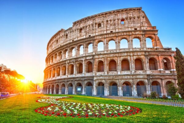 Glowing Colosseum at Sunrise Rome Wall Mural